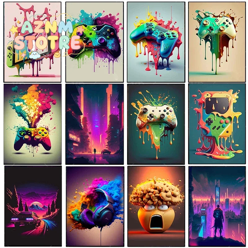 Esports In Gaming - Vintage Canvas Painting Colorful Punk Neon